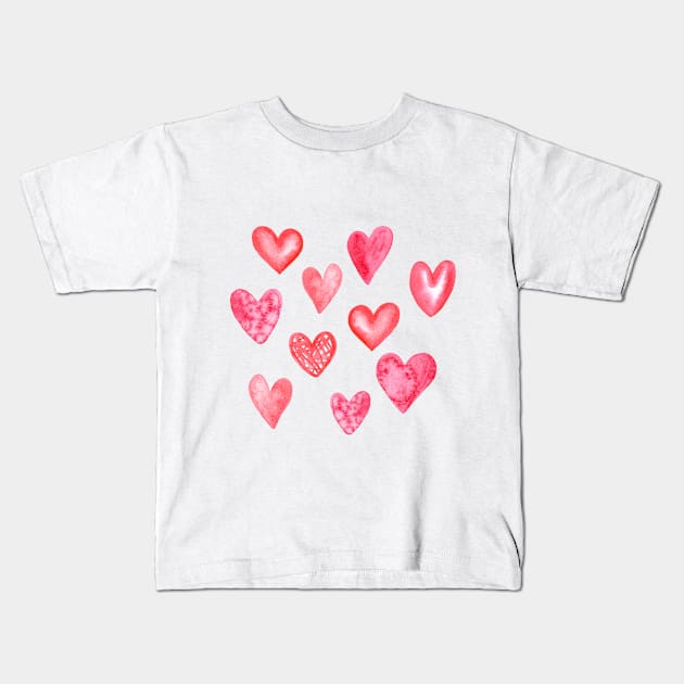 red hearts Kids T-Shirt by DreamLoudArt